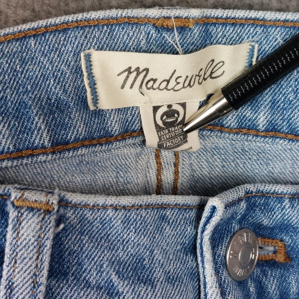 MADEWELL JEANS WOMENS BLUE THE PERFECT VINTAGE STRAIGHT JEAN DENIM PANTS SIZE 25 - Picture 7 of 9